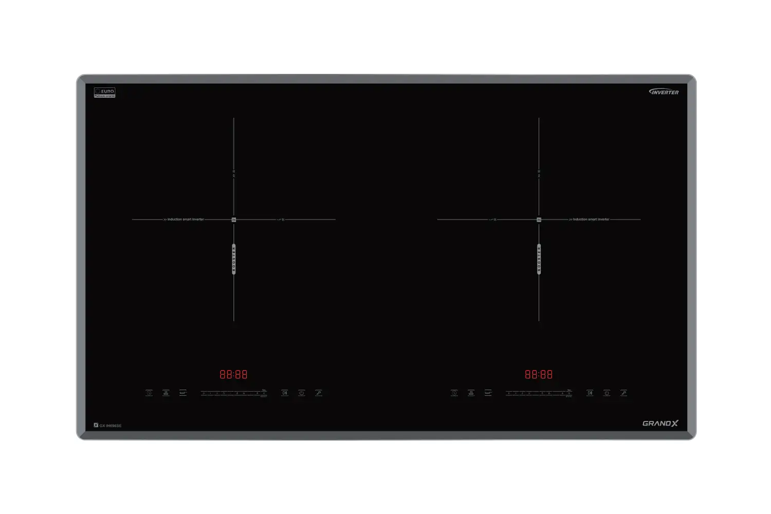Bếp từ GrandX GX IH696SE – Mặt kính EURO Platinum, Booster 2300W, Inverter tiết kiệm điện
